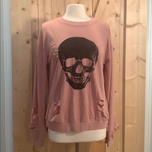 NEW ✨ Distressed Skull Lightweight Sweatshirt M